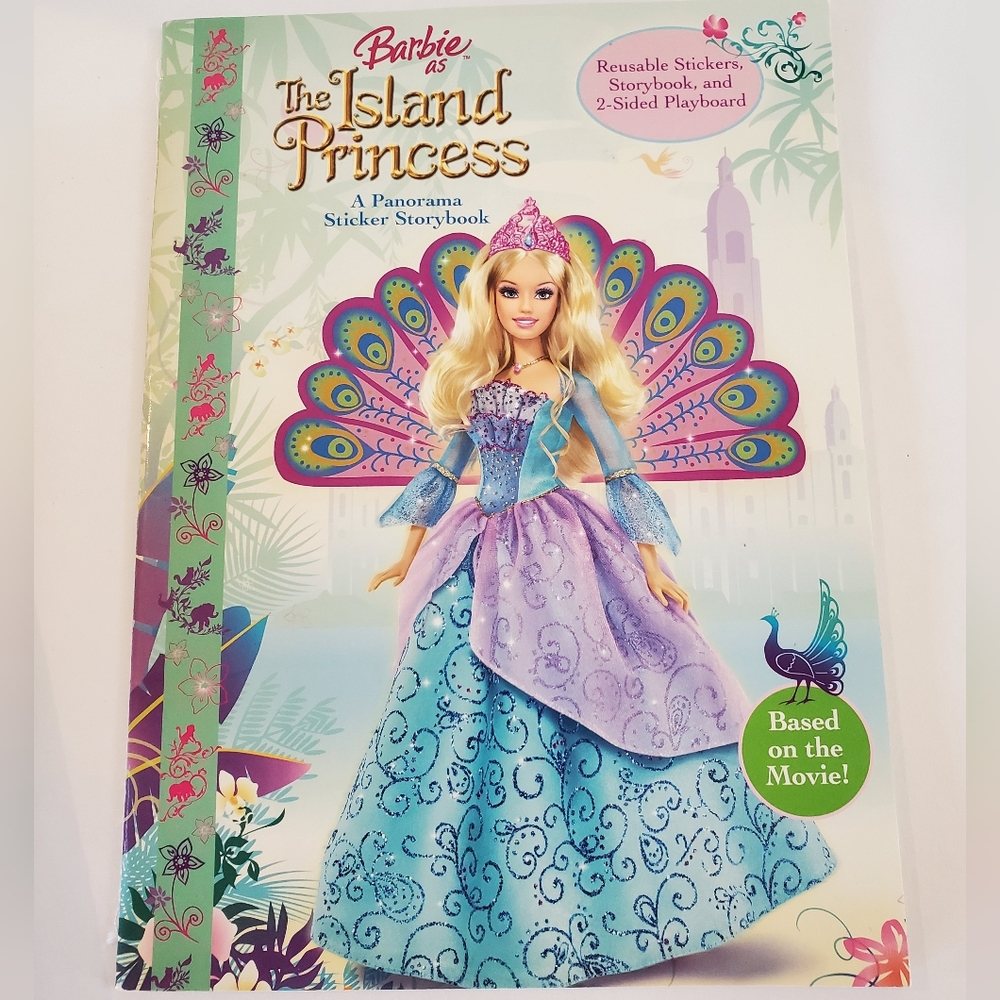 Barbie Storybook "The Island Princess" - Reusable Stickers/ 2-Sided Playboard